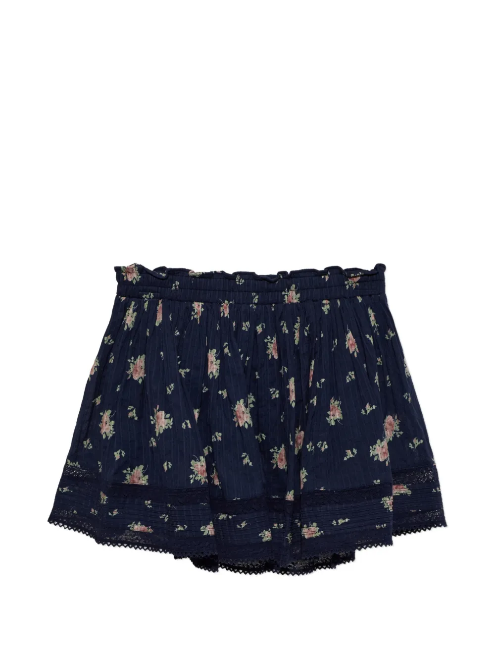 LoveShackFancy Kressler floral-print lace-trim mini skirt - Bleu LoveShackFancy Kressler floral-print lace-trim mini skirt - Bleu