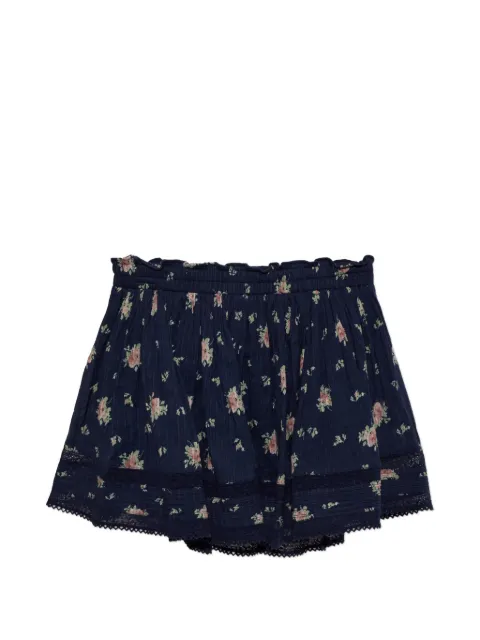 LoveShackFancy Kressler floral-print lace-trim mini skirt