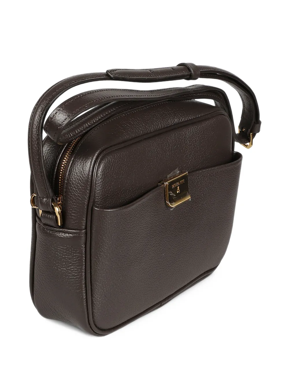 Patrizia Pepe All Day leather crossbody bag Bruin
