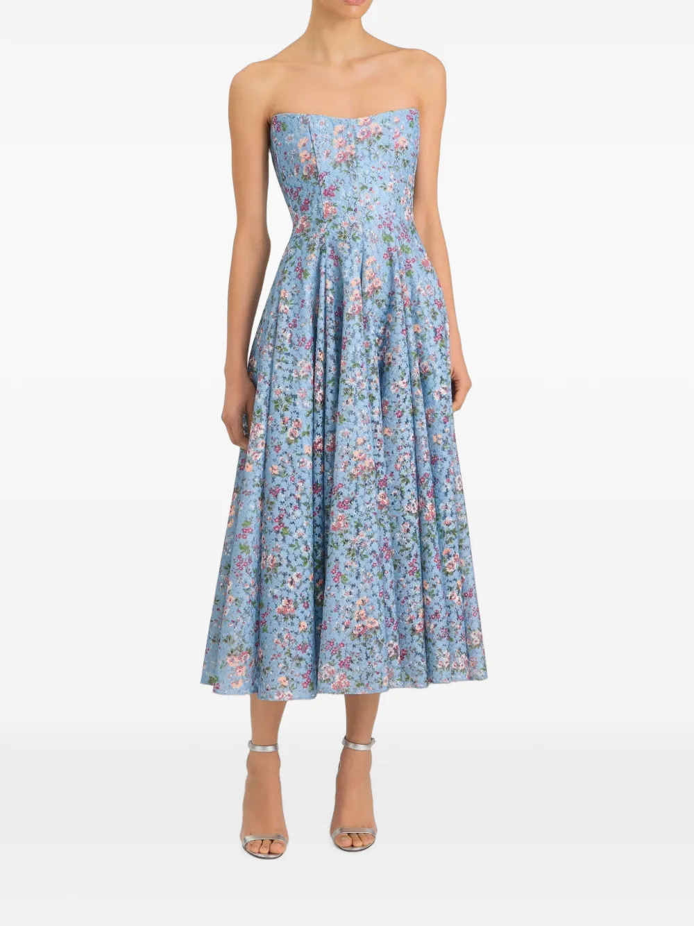 Markarian Rousseau floral-lace midi dress - Bleu