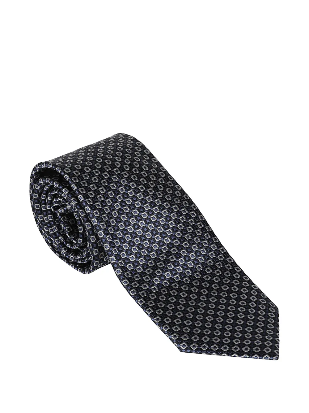 Zegna geometric-pattern silk tie Blauw