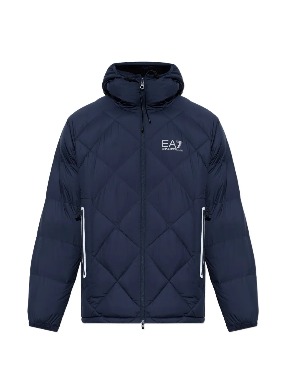 Ea7 Emporio Armani quilted hooded jacket - Blue