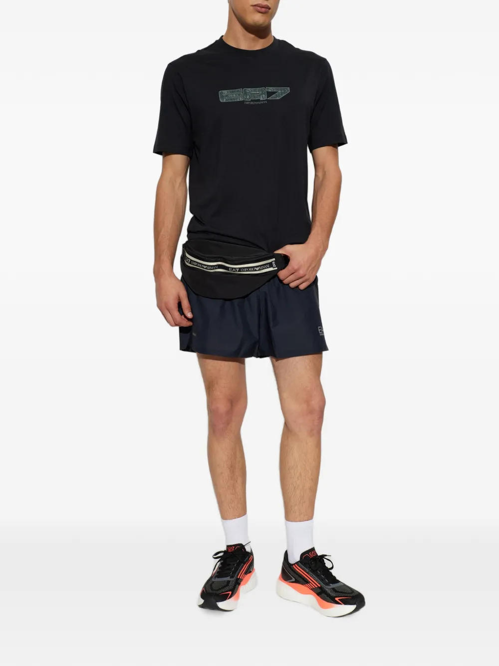 Ea7 Emporio Armani Trainingsshorts met logoprint Zwart