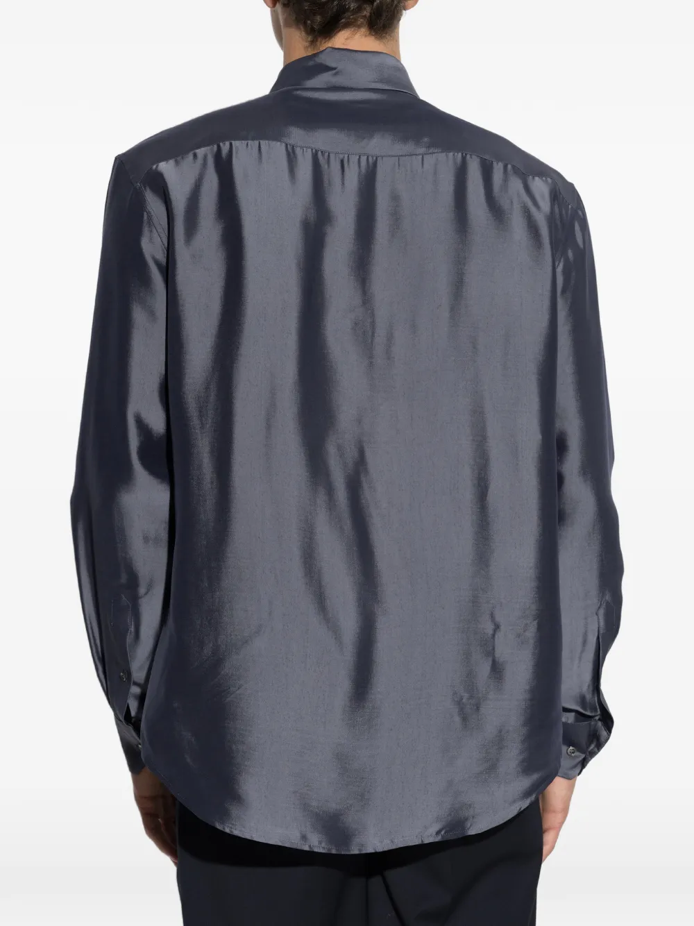 Giorgio Armani Overhemd met satijnen afwerking Grijs