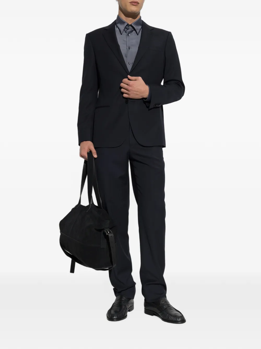 Giorgio Armani Overhemd met satijnen afwerking Grijs