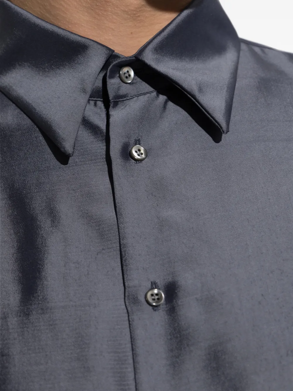 Giorgio Armani Overhemd met satijnen afwerking Grijs
