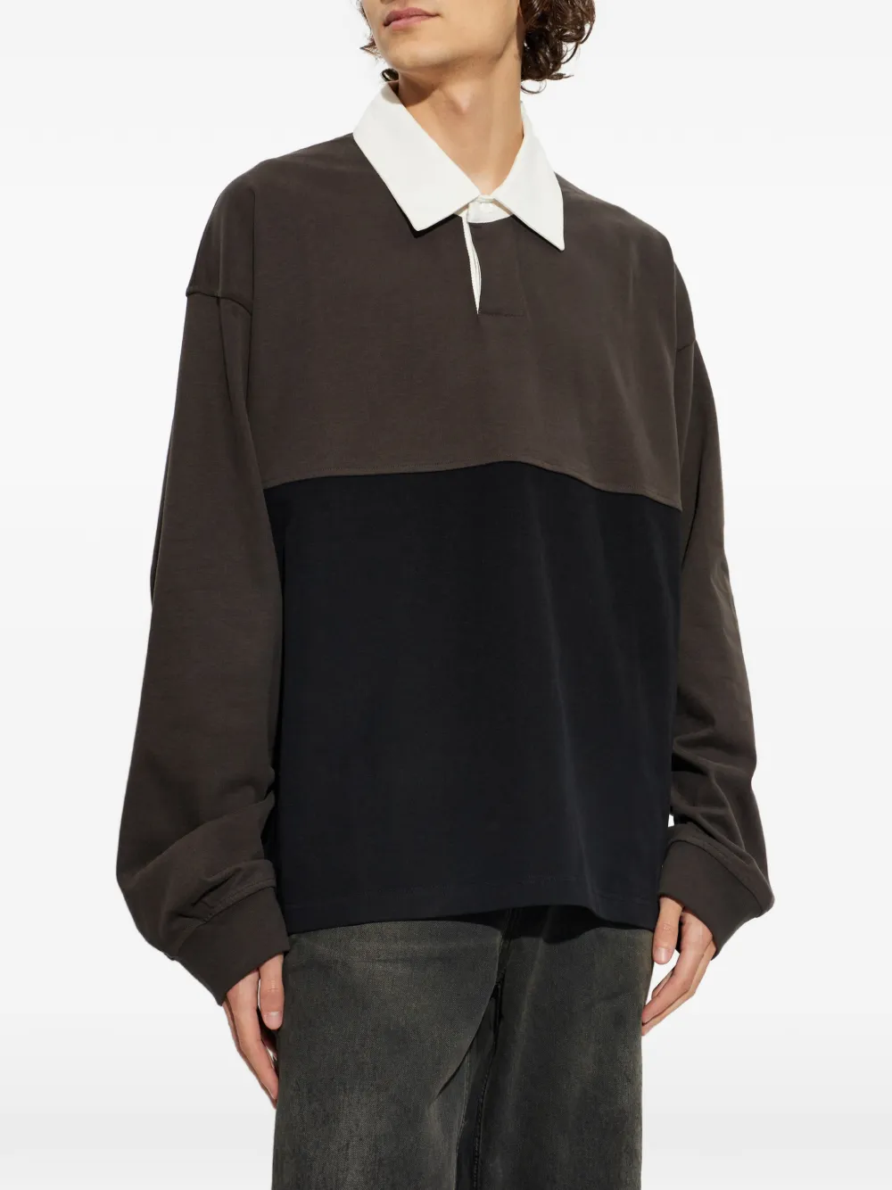AGOLDE Blocked Rugby poloshirt met colourblocking en lange mouwen Bruin