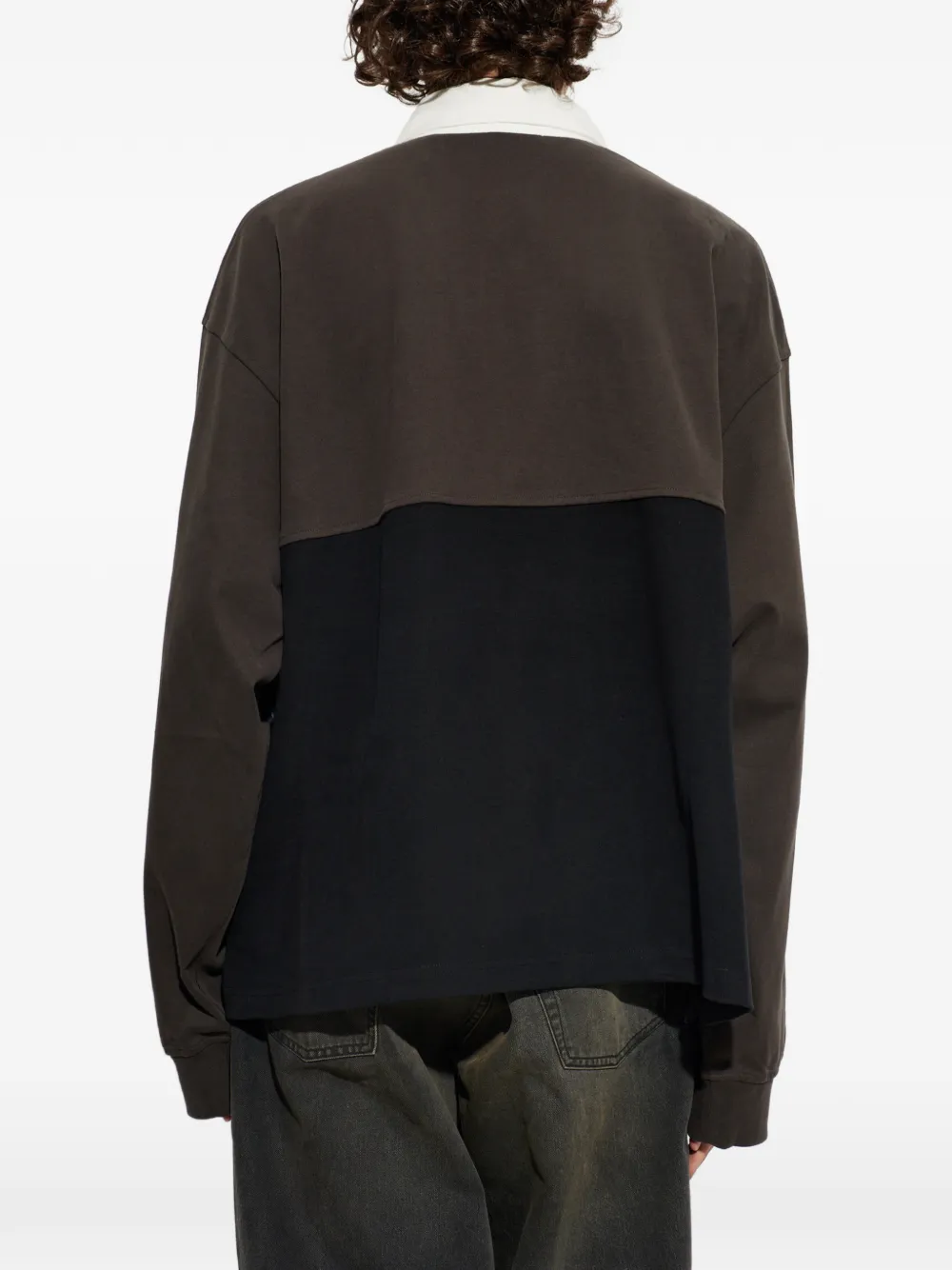 AGOLDE Blocked Rugby poloshirt met colourblocking en lange mouwen Bruin