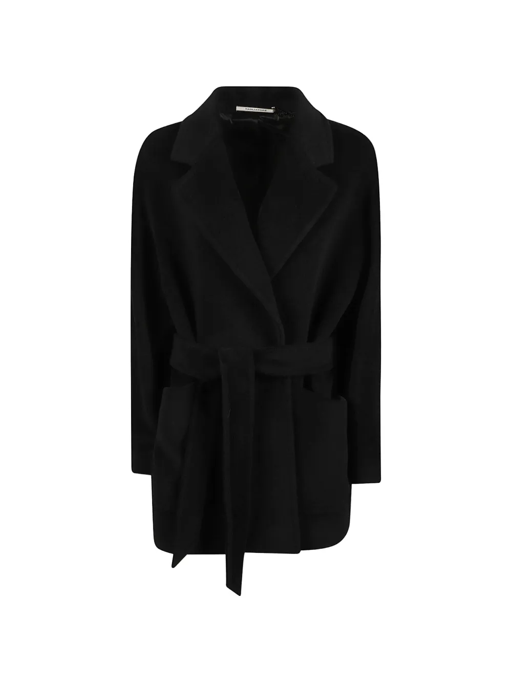 Tagliatore belted wool coat Zwart