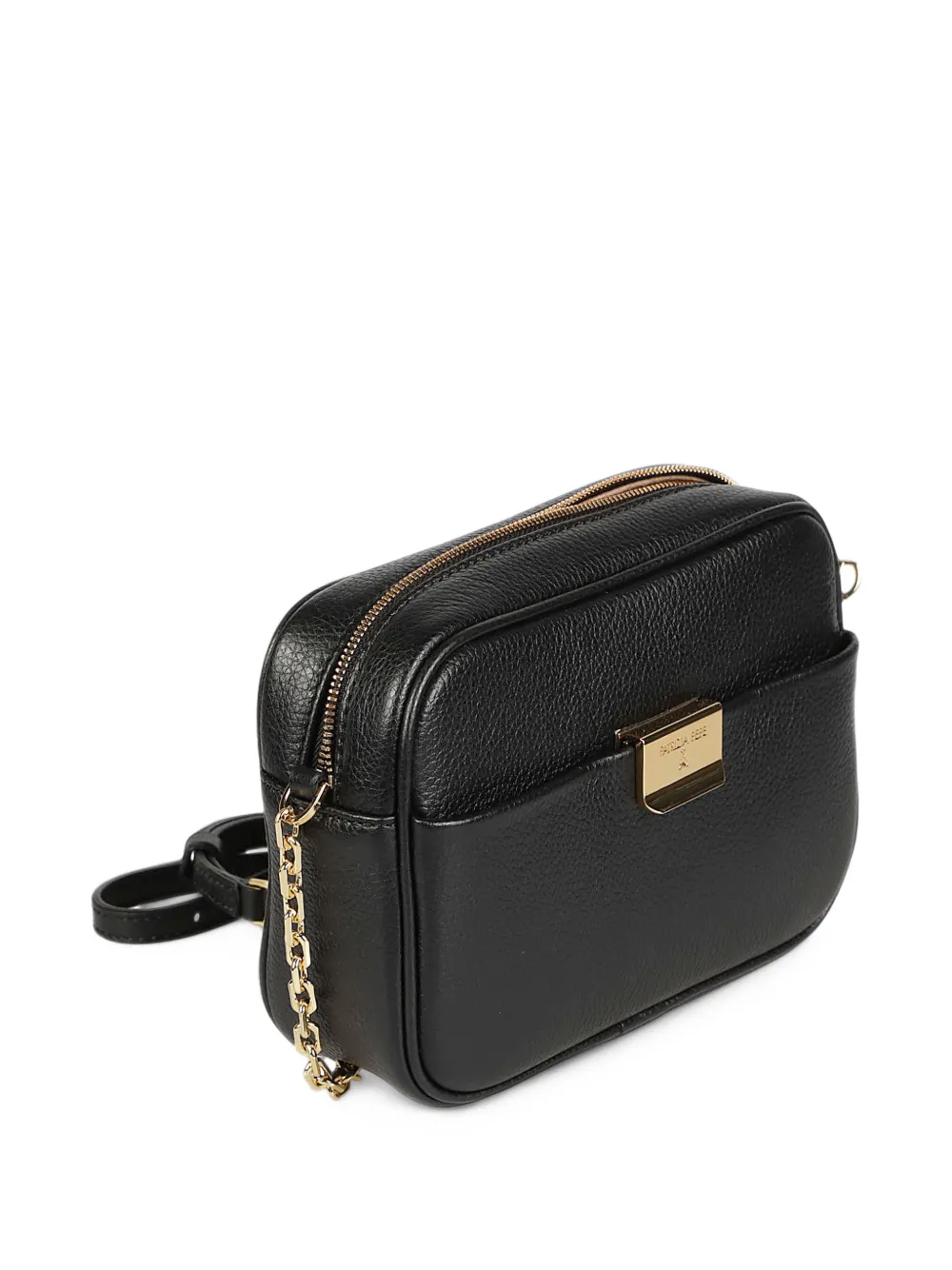 Patrizia Pepe All Day leather chain shoulder bag Zwart