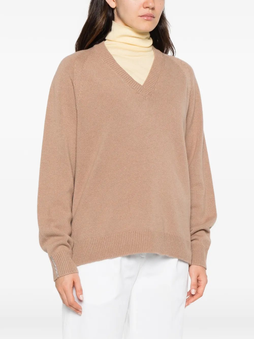 Peserico V-neck raglan-sleeve sweater Beige