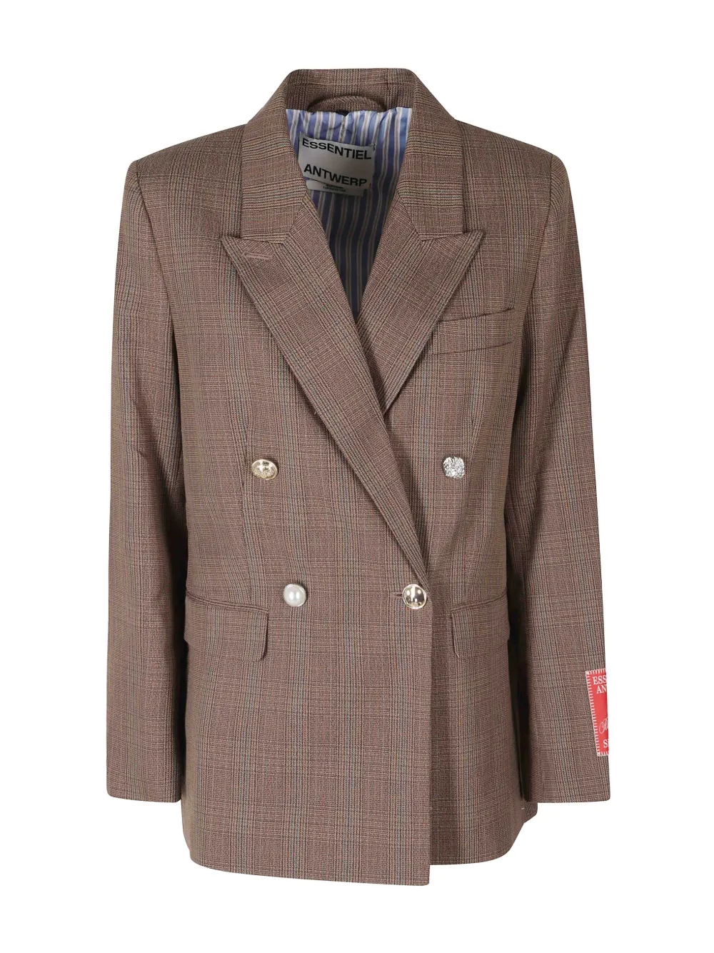 Essentiel Antwerp double-breasted check blazer Bruin
