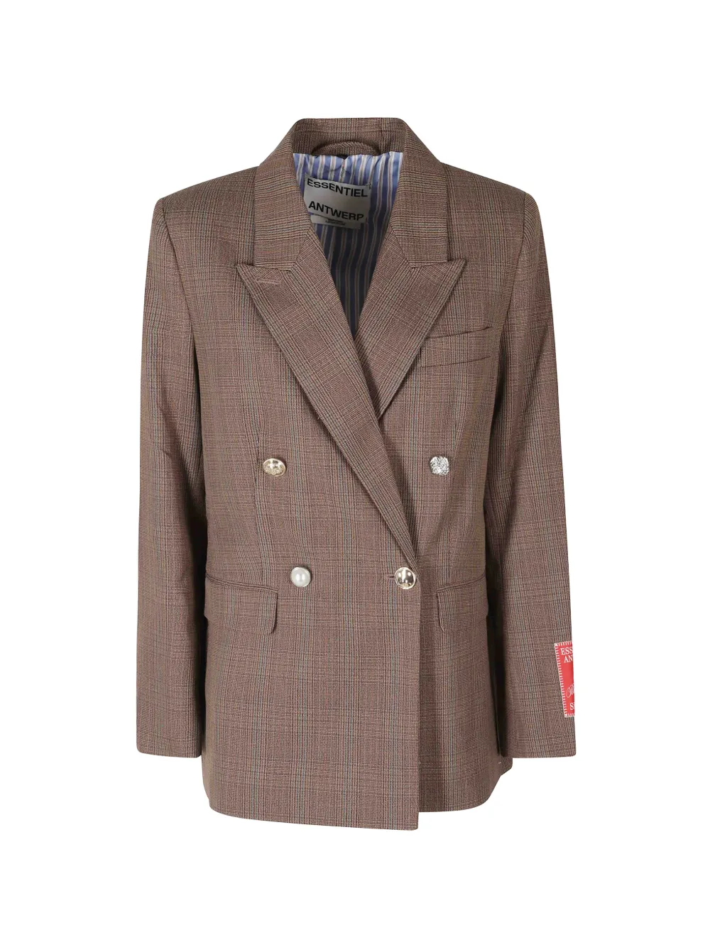 Essentiel Antwerp double-breasted check blazer Bruin