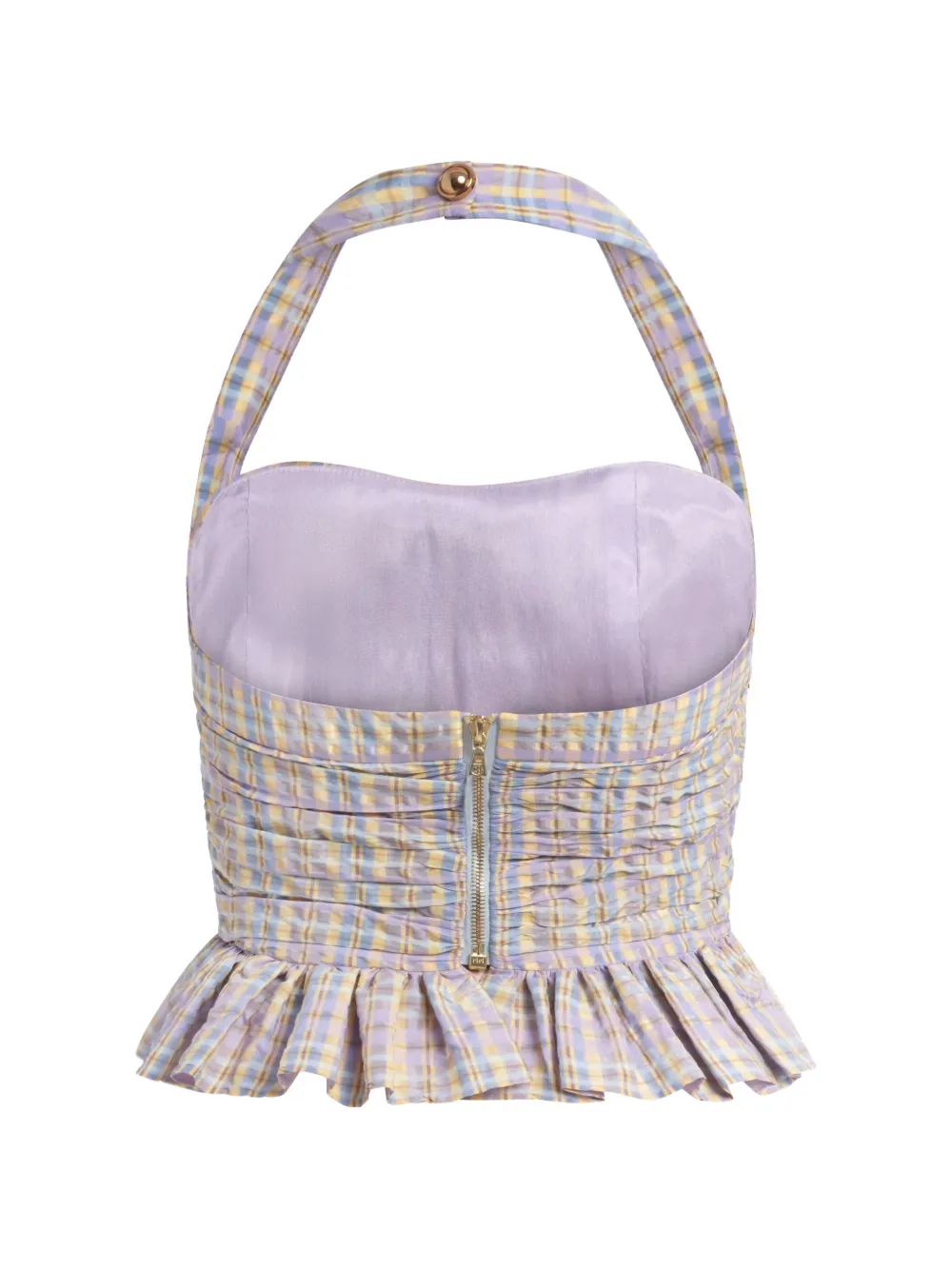 Markarian Kit ruched ruffled-hem halter top - Violet Markarian Kit ruched ruffled-hem halter top - Violet