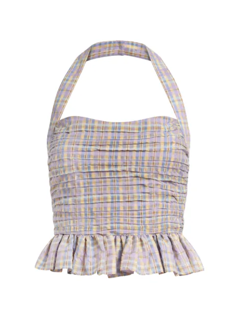 Markarian Kit ruched ruffled-hem halter top