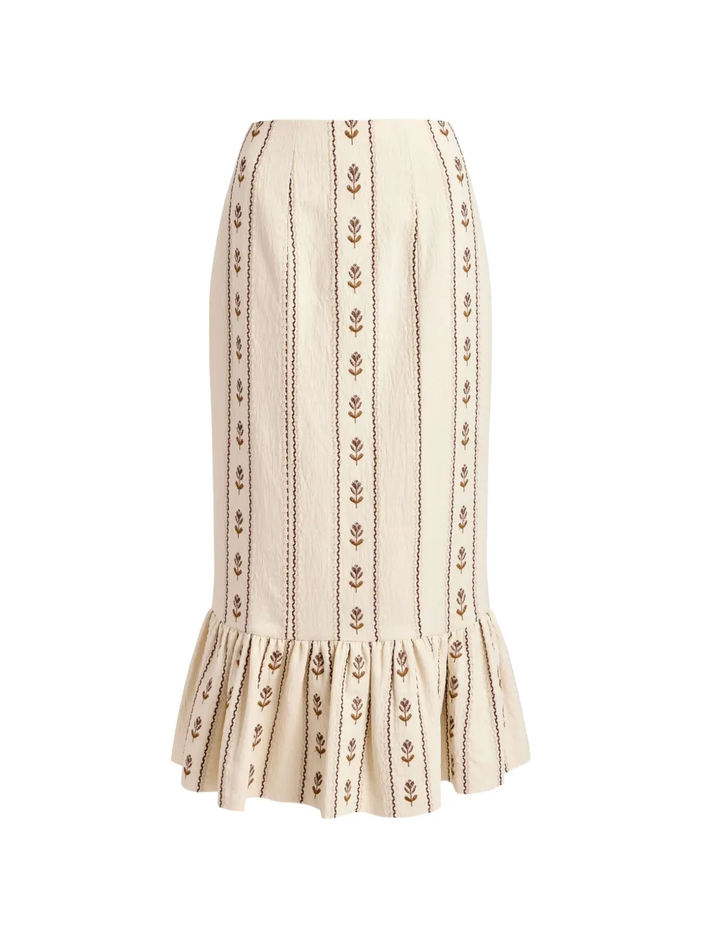 Markarian Suri floral-stripe fitted midi skirt - Tons neutres Markarian Suri floral-stripe fitted midi skirt - Tons neutres
