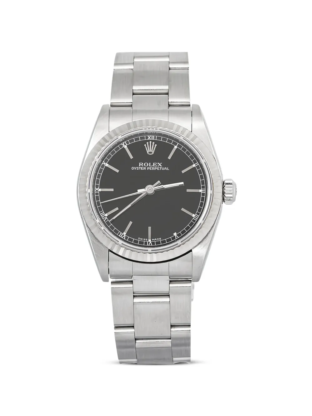 Rolex Oyster Perpetual 32mm fluted bezel watch - Schwarz