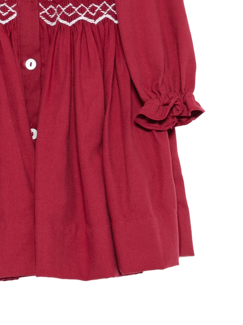 KIDIWI smocked embroidered dress Rood