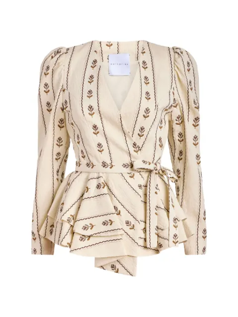 Markarian Vega floral-stripe wrap top