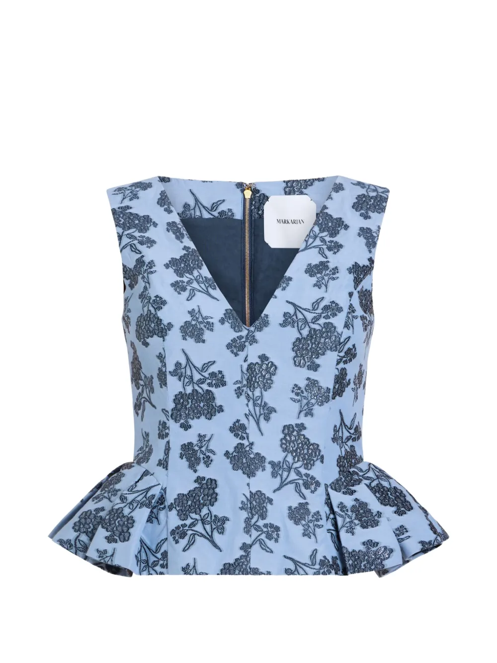 Markarian Jasminium floral-jacquard peplum top - Bleu Markarian Jasminium floral-jacquard peplum top - Bleu