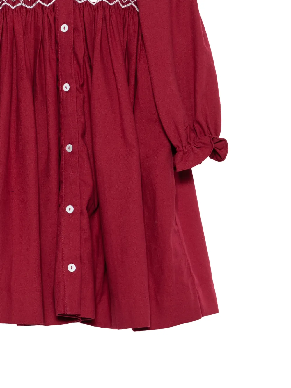 KIDIWI smocked Peter Pan-collar dress Rood