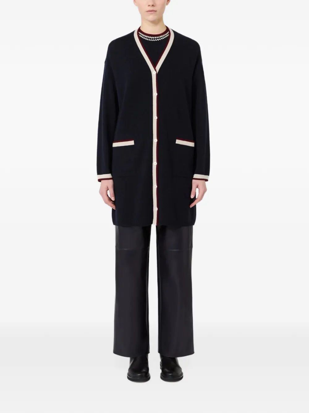 Max Mara Boero lange wollen garen vest ultramarijn Blauw