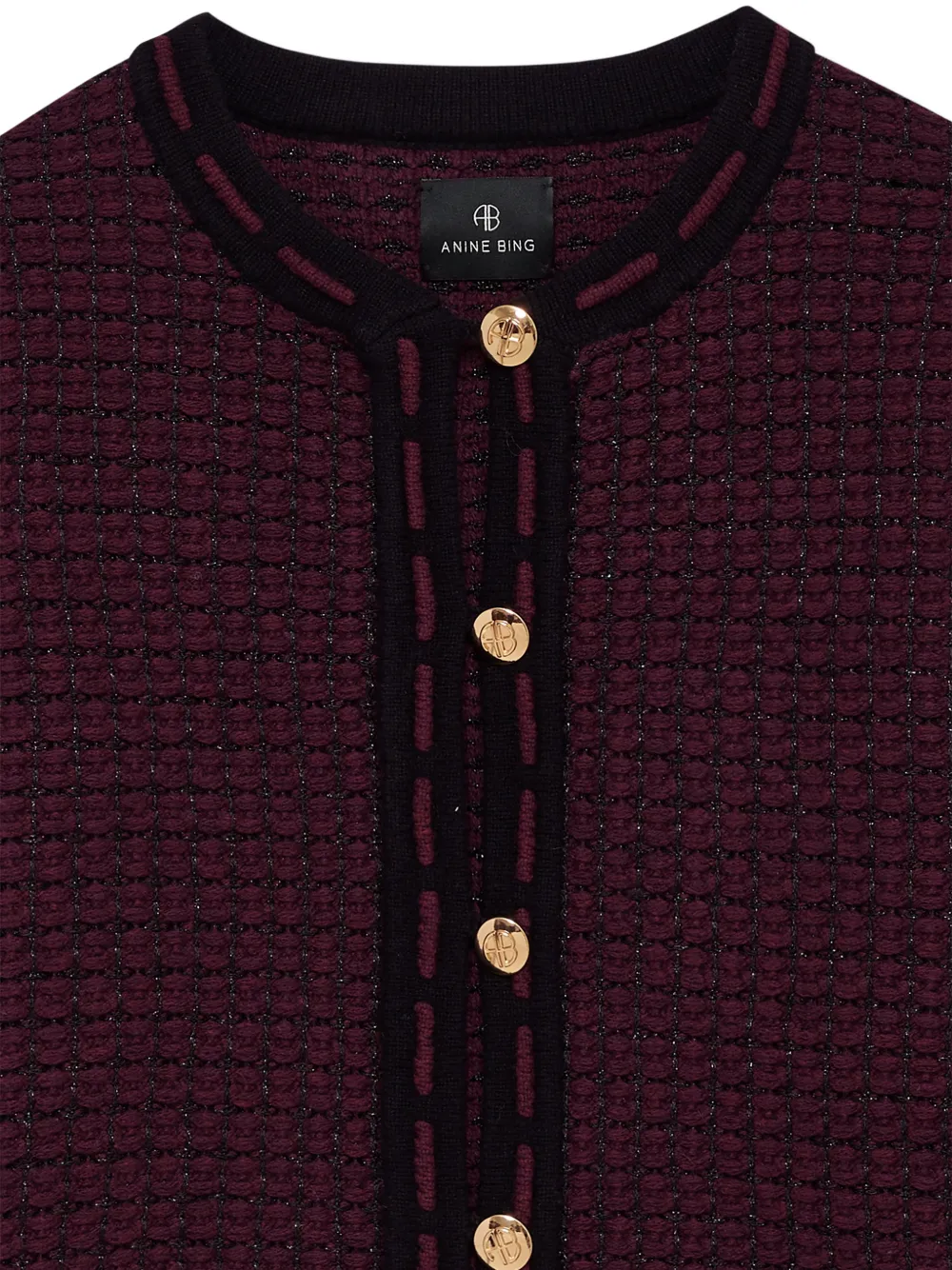 ANINE BING Nora tweed vest bordeauxrood