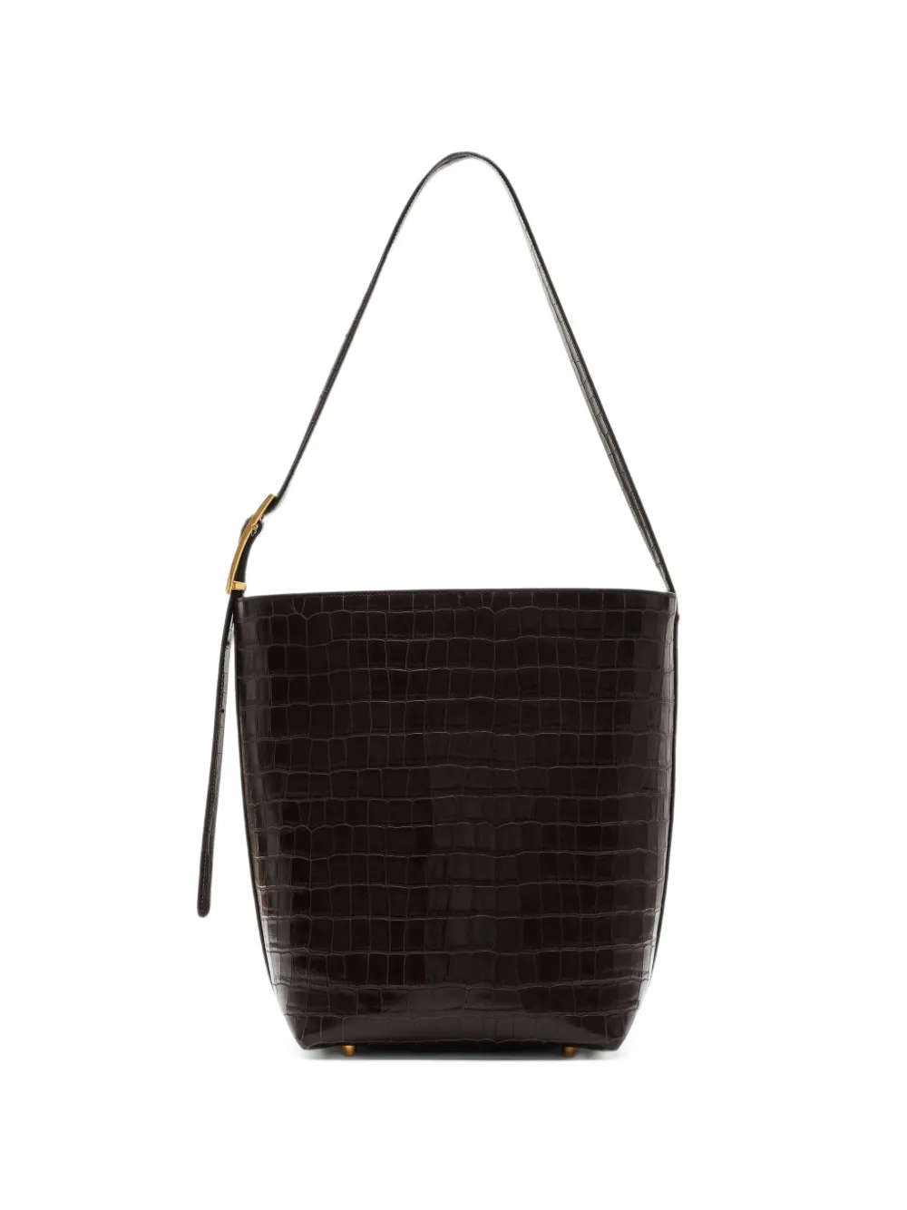 ANINE BING Borsa a secchiello Elly marrone scuro goffrata