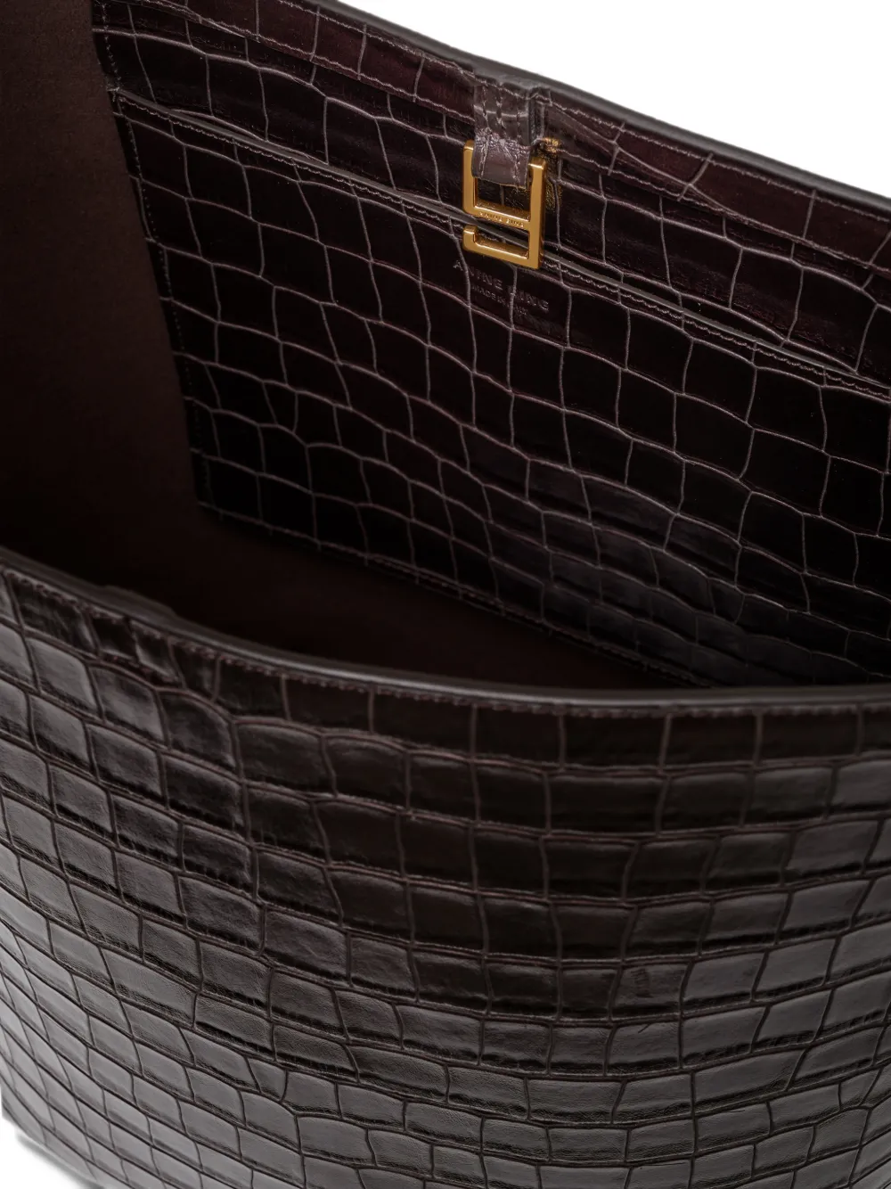 ANINE BING Elly bucket-tas met reliëf donkerbruin