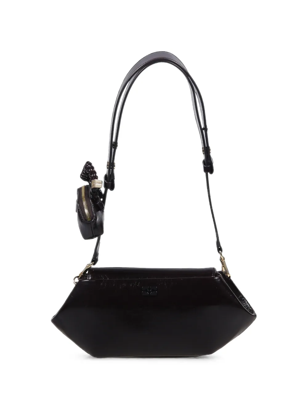 GANNI patent-finish shoulder bag - Nero