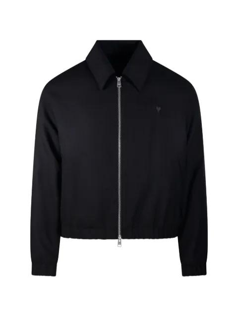AMI Paris black wool padded jacket with Ami de Coeur