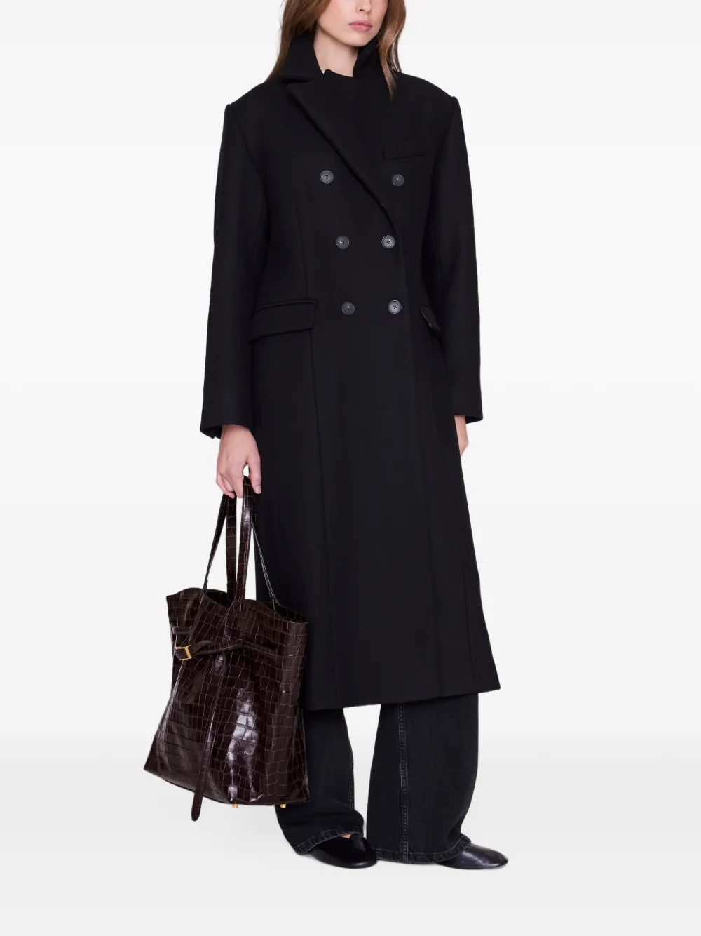 ANINE BING Elly shopper met reliëf Bruin