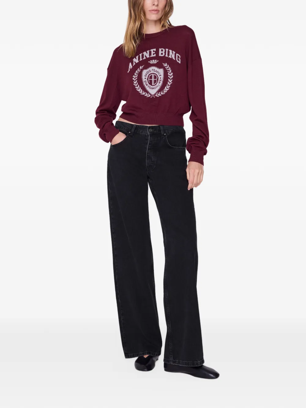 ANINE BING Mia trui bordeauxrood