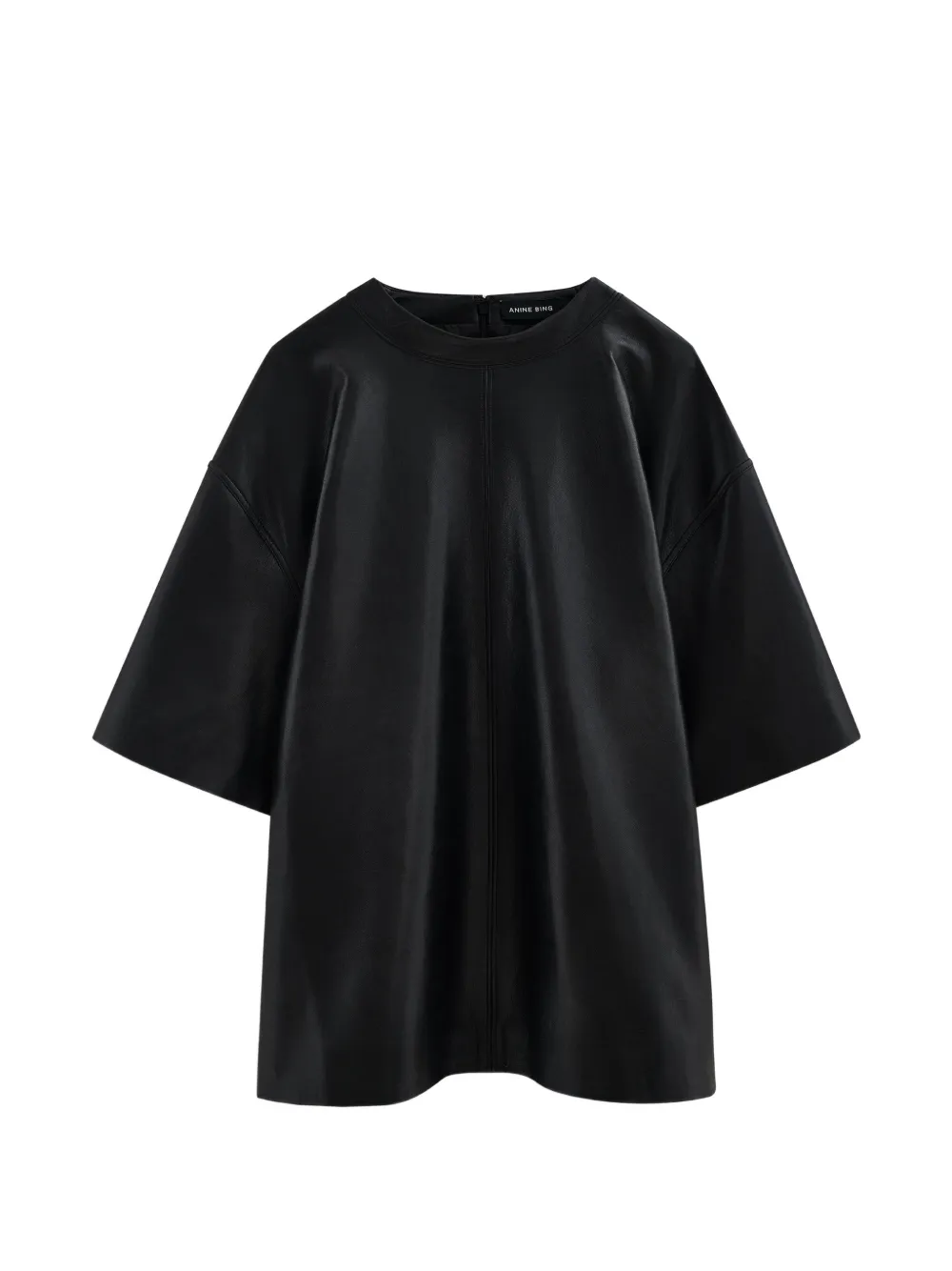 ANINE BING Zeina top - black recycled leather - Noir
