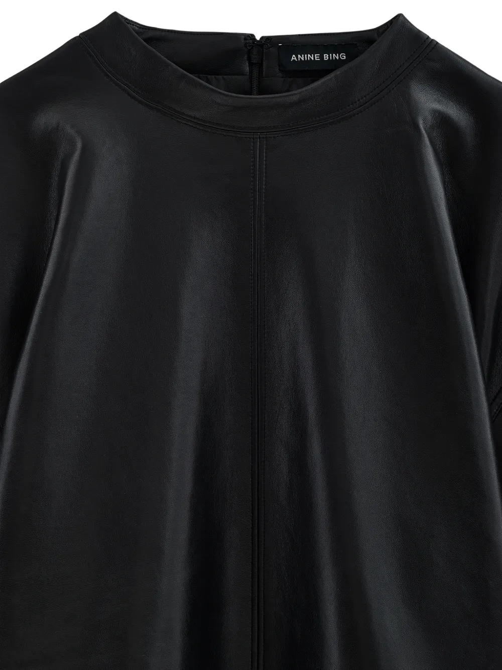 ANINE BING Zeina top zwart gerecycled leer