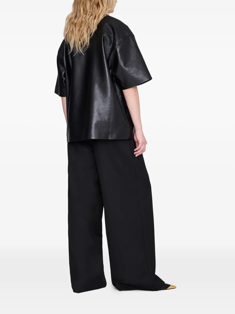 ANINE BING Zeina top zwart gerecycled leer