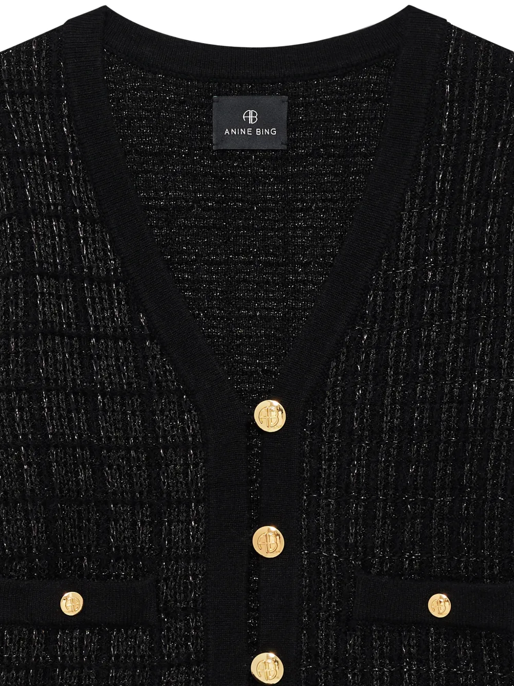 ANINE BING Tessa tweed vest zwart