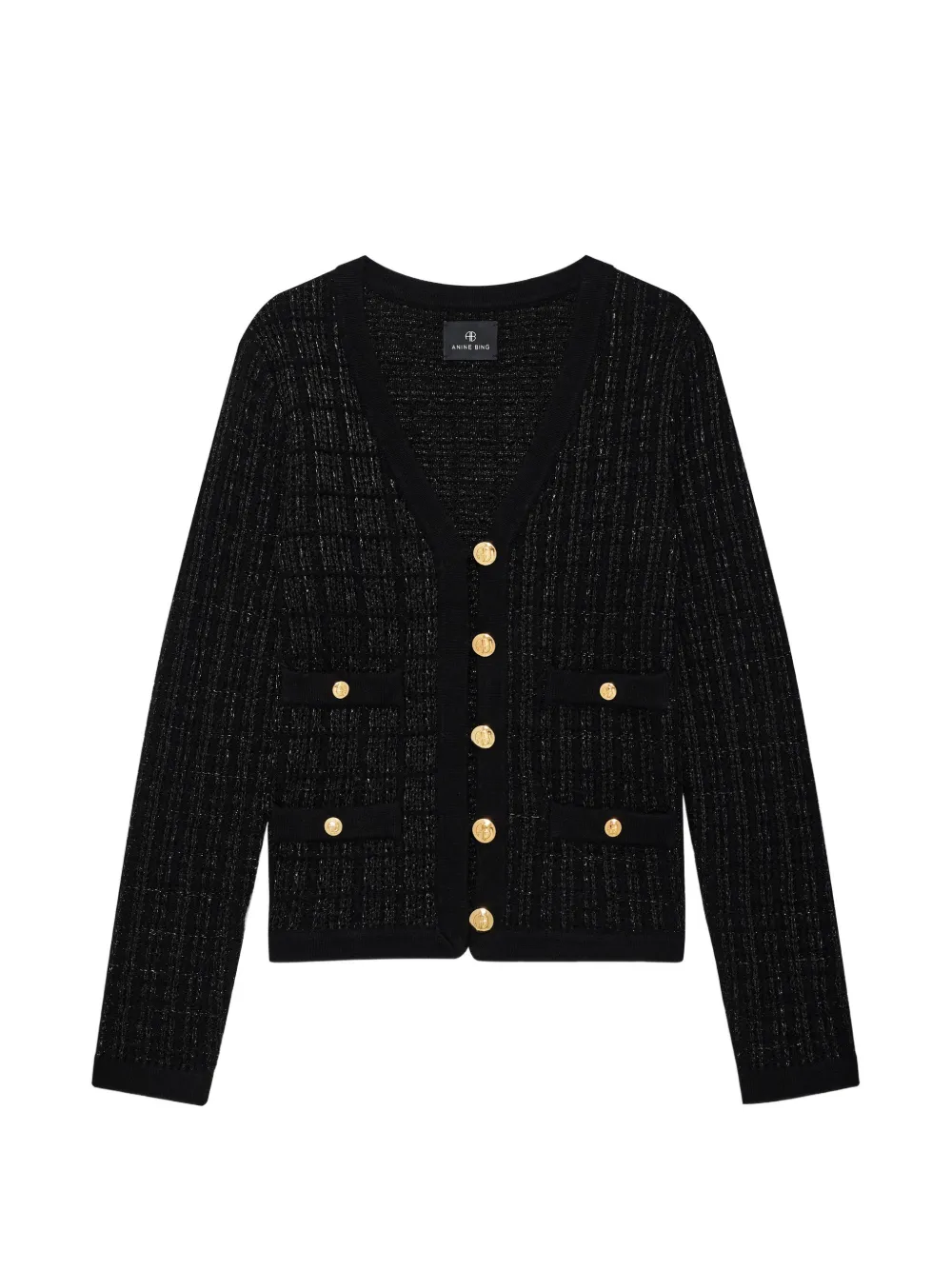 ANINE BING Tessa tweed cardigan – black