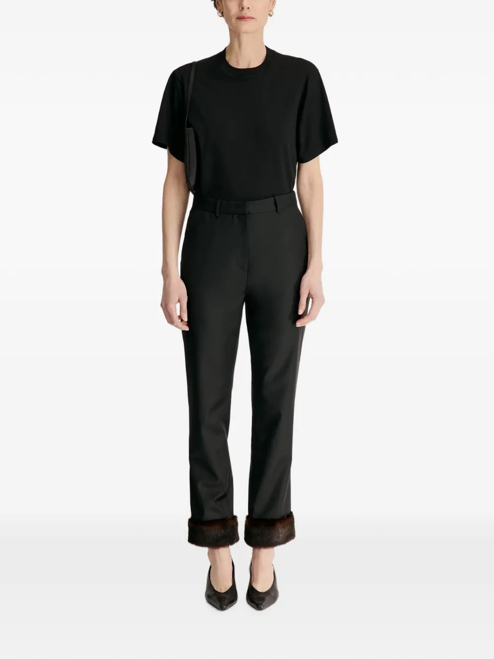 LouLou de Saison Haden straight broek met afwerking van imitatiebont Zwart