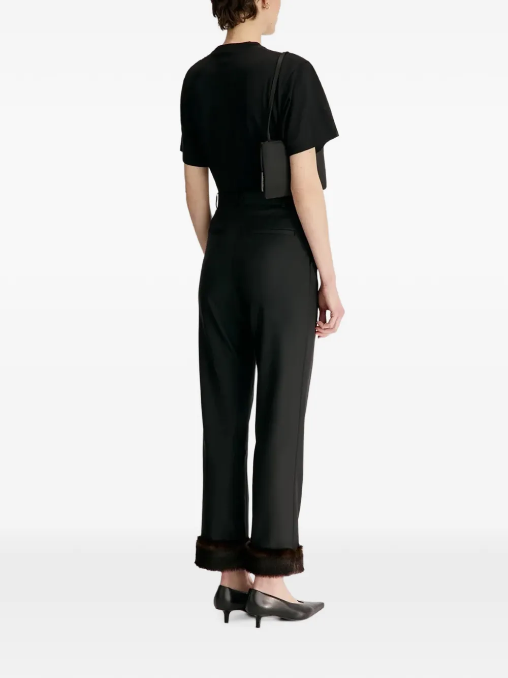 LouLou de Saison Haden straight broek met afwerking van imitatiebont Zwart