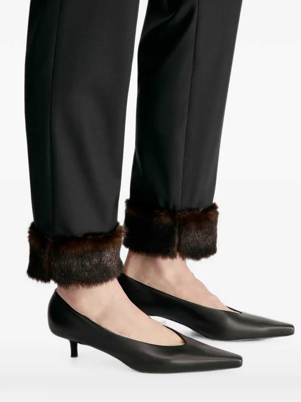 LouLou de Saison Haden straight broek met afwerking van imitatiebont Zwart