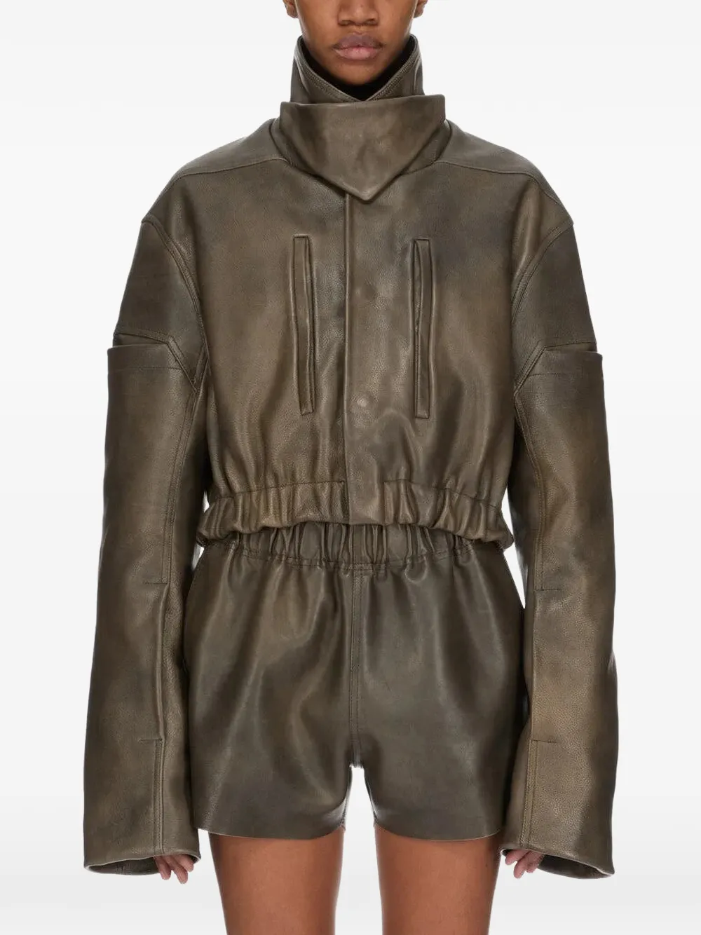 Rick Owens Collared Mac Bomber In Brown
