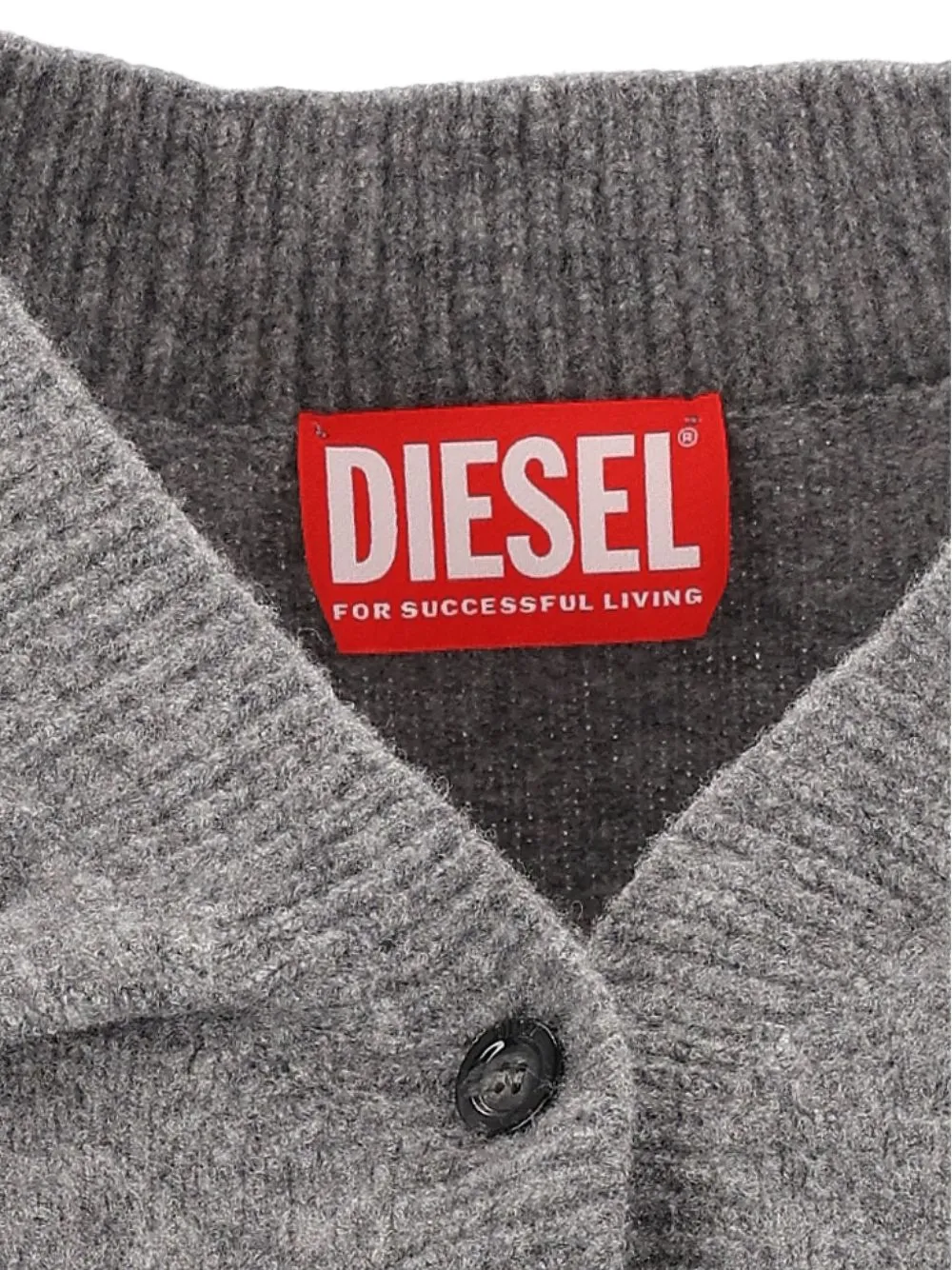 Diesel cropped cardigan in wrinkled boiled knit Grijs