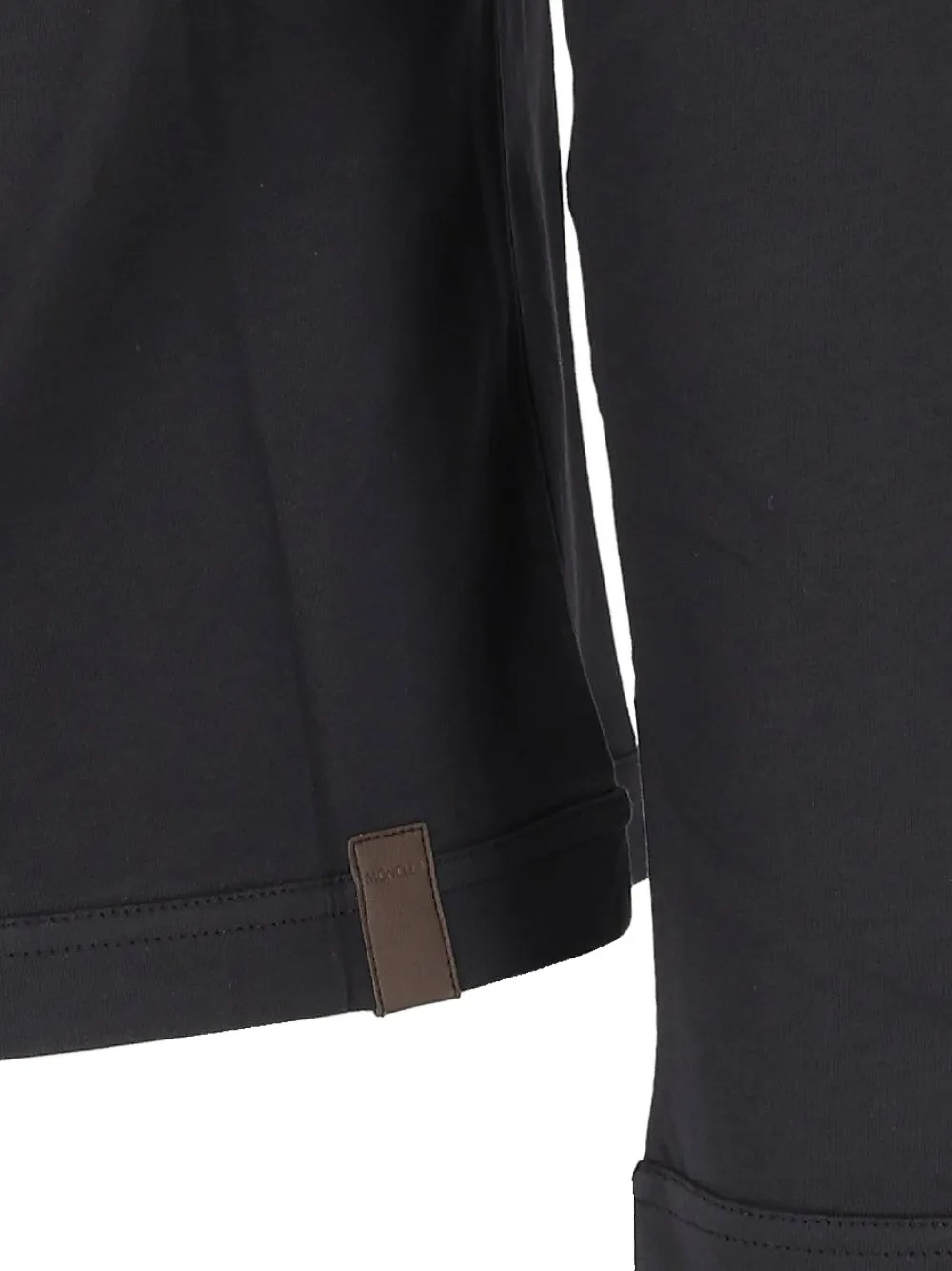 Moncler T-shirt met leren patch en lange mouwen Blauw