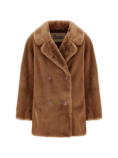 Herno beaver-effect faux-fur peacoat
