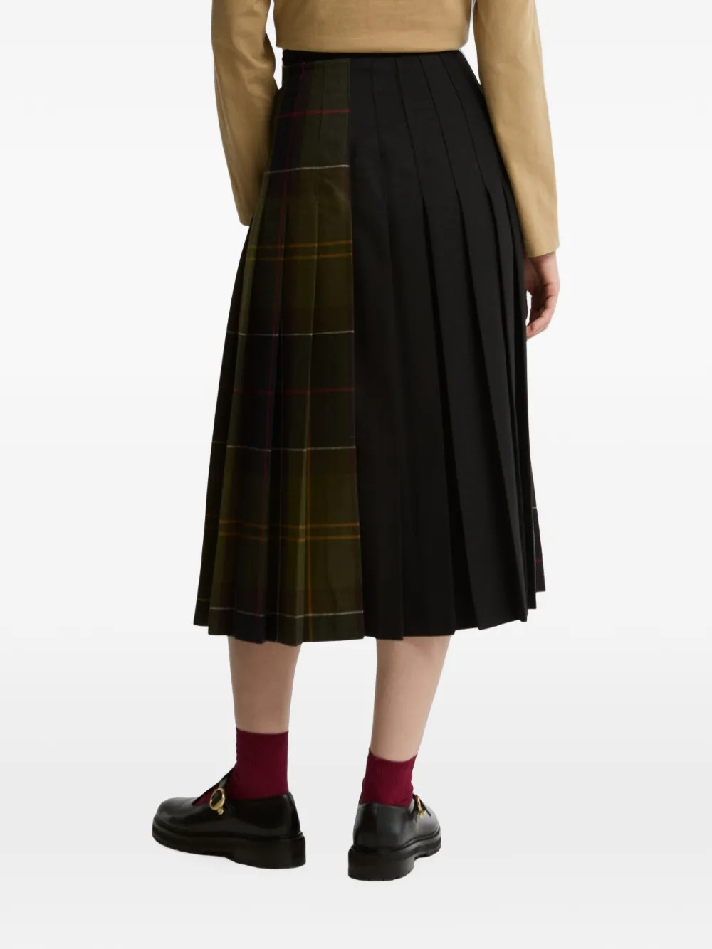 Barbour International tartan-check pleated midi skirt Groen