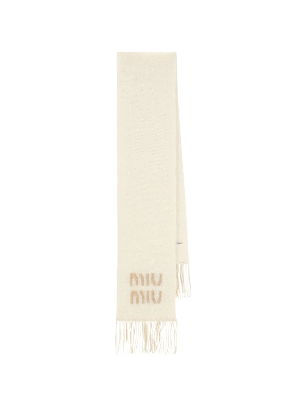 Miu Miu logo fringed scarf - Nude
