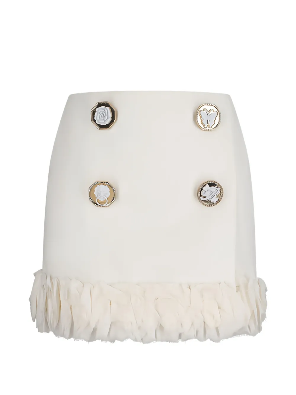 Blumarine button-embellished ruffled mini skirt - Weiß