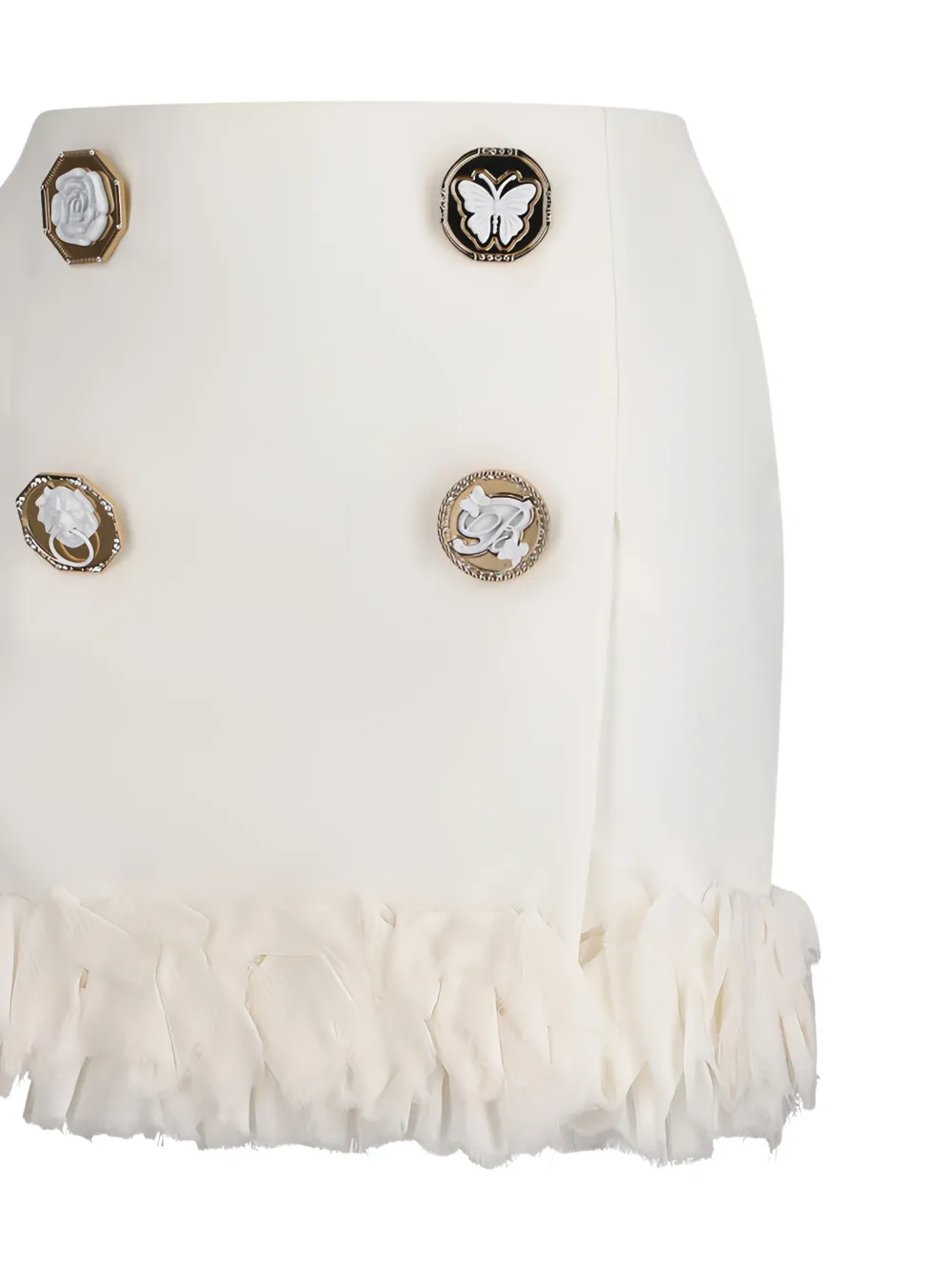 Blumarine Mini-rok met ruches en verfraaid met knopen Wit