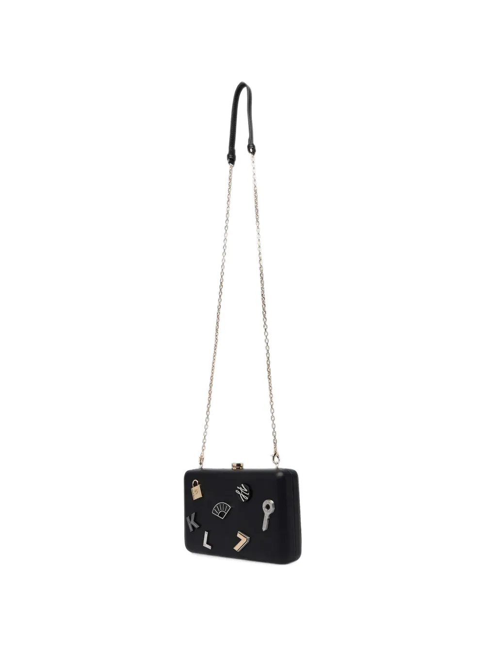 Karl Lagerfeld K Soirée Minaudière clutch verfraaid met speld Zwart